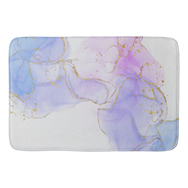 Tapis De Bain Encre d'alcool rose, pourpre et bleu (Devant)