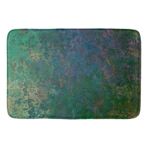 Tapis De Bain Encre d'alcool vert foncé et bleu Abstrait
