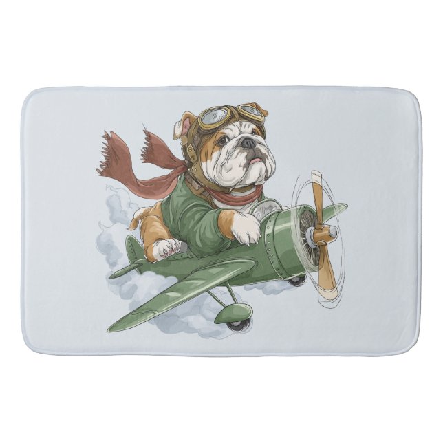 Tapis De Bain English Bulldog Pilot Airplane (Devant)
