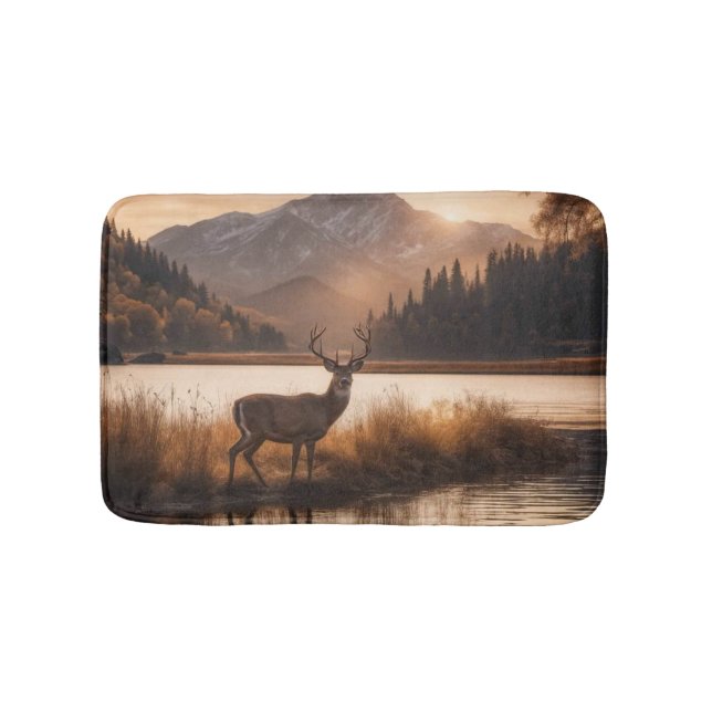 Tapis De Bain Énorme cerf à cheval sur le lac Mountain (Devant)
