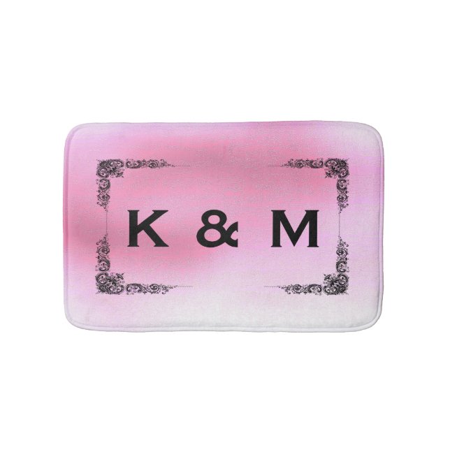Tapis De Bain Éperon rose Personnalisé Monogramme (Devant)