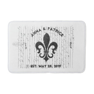 Tapis De Bain Ephémère vintage B & W Fleur De Lis Personnalisé