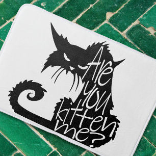Tapis De Bain Es-tu en train de me chatouiller ? Chat noir effra