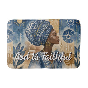 Tapis De Bain Esthétique de tissu Adire afrobohémien, aquarelle