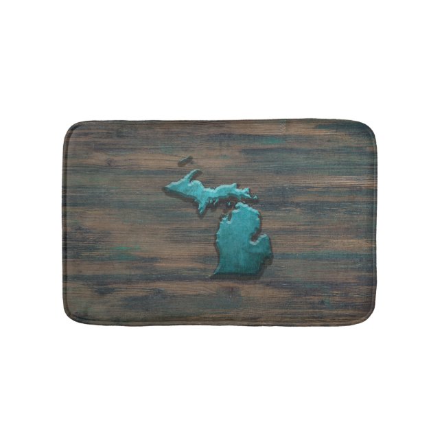 Tapis De Bain État du Michigan Turquoise (Devant)