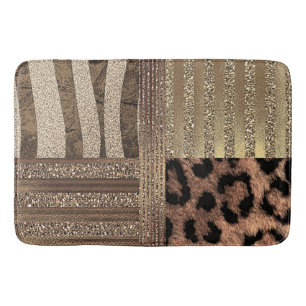 Tapis De Bain Étincelle moderne d'or chic de jungle de safari de