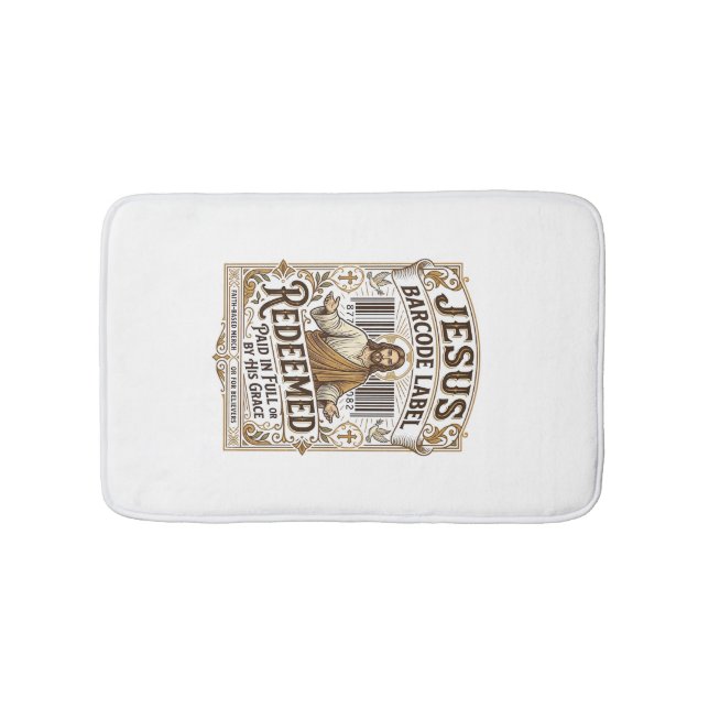 Tapis De Bain Étiquette de code-barres Jésus Rachetée Jésus Code (Devant)
