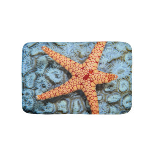 Tapis De Bain Étoiles de mer sur un corail avec Polips