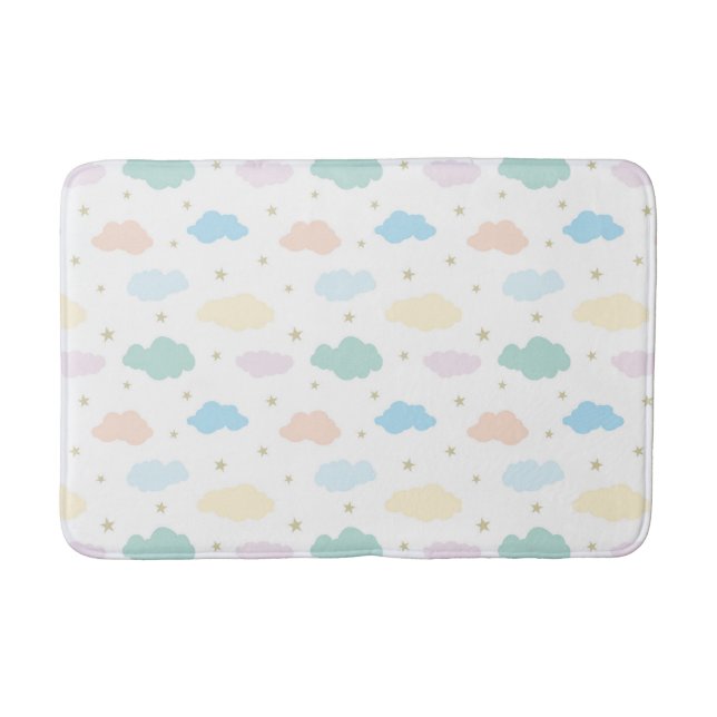 Tapis De Bain Étoiles et nuages Pastel (Devant)