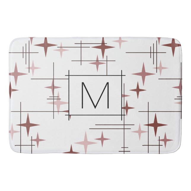 Tapis De Bain Étoiles modernes du milieu du siècle rose (Devant)