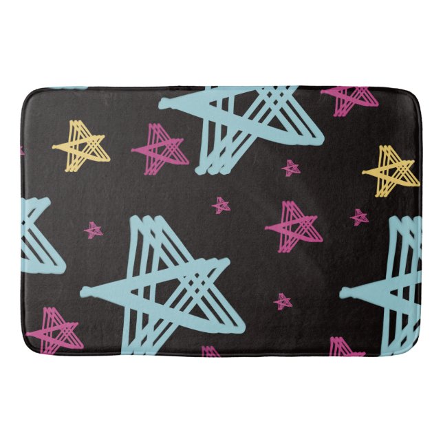 Tapis De Bain Étoiles rocheuses bleu rose noir (Devant)