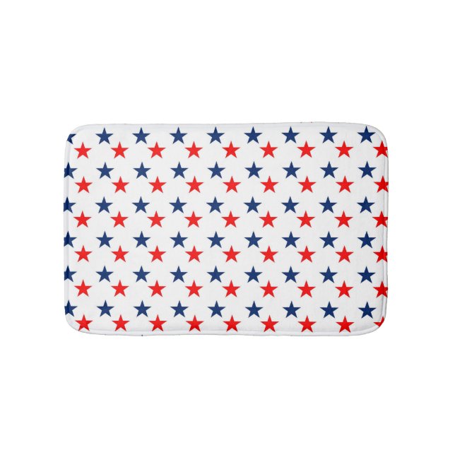 Tapis De Bain Étoiles rouges et bleues patriotiques (Devant)