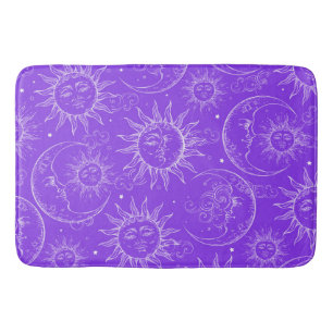 Tapis De Bain Étoiles Vintages célestes de la lune violette