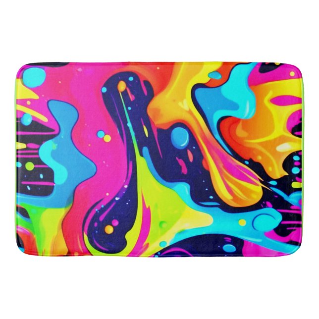 Tapis De Bain Explosion de couleur liquide Neon Chaos (Devant)