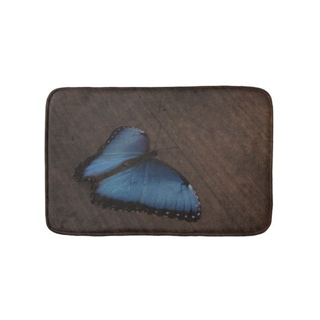 Tapis de bain fait sur commande de papillon bleu (Devant)