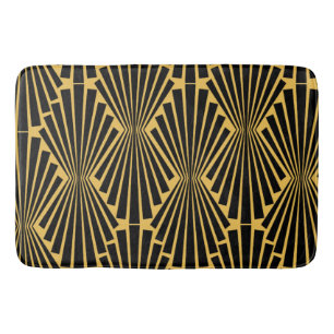 Tapis De Bain Fans noirs Jazzy Vintage Art Déco
