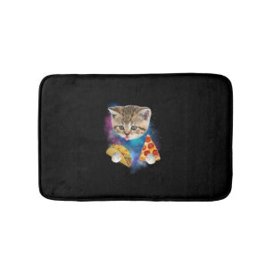 Tapis De Bain Fantaisie Galaxy Chemise de chat _ Space Cat Eat P