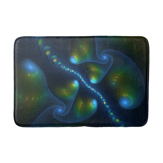 Tapis De Bain Fantasy Lights Abstract Blue Green Yellow Fractal (Devant)