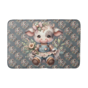 Tapis De Bain Farmcore Kawaii Calf en Vintage robe florale