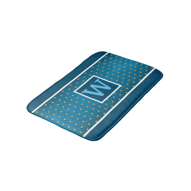 Tapis De Bain Faux points d'or sur dégradé bleu (Angle)