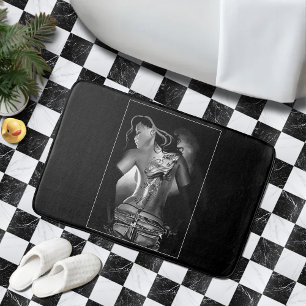 Tapis De Bain Femme au dragon tatoué noir et blanc edgy