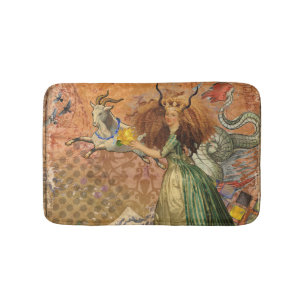 Tapis De Bain Femme Capricorne Chèvre Fantaisie Amusant