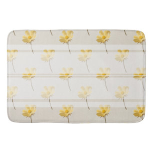 Tapis De Bain Ferme Chic Fleurs Jaunes et Blancs