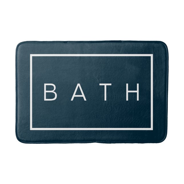 Tapis De Bain Ferme Chic Marine Bleu Blanc Minimal Typographie (Devant)