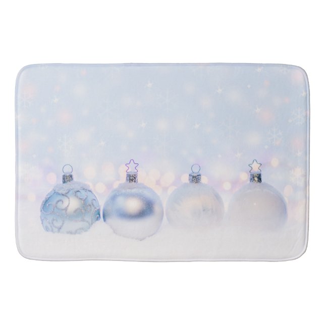 Tapis De Bain Festif boules de Noël en argent sur la neige (Devant)