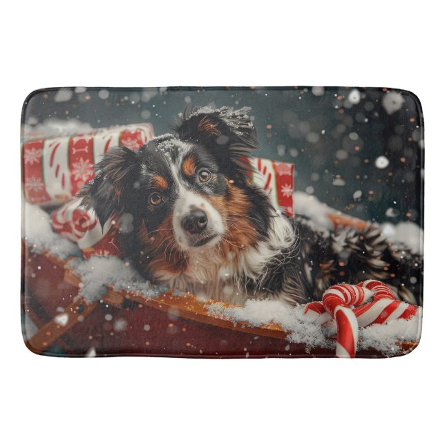 Tapis De Bain Festival de Noël des chiens bergers australiens (Devant)