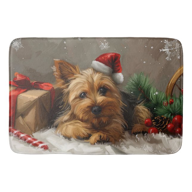 Tapis De Bain Festival de Noël du chien Terrier australien (Devant)