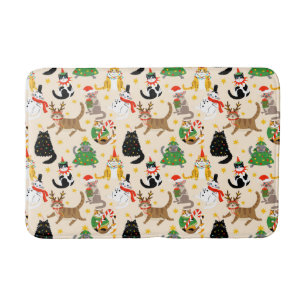 Tapis De Bain Festive Chats Motif de Noël