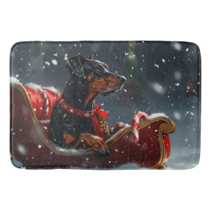 Tapis De Bain Festive de Noël de chien Doberman