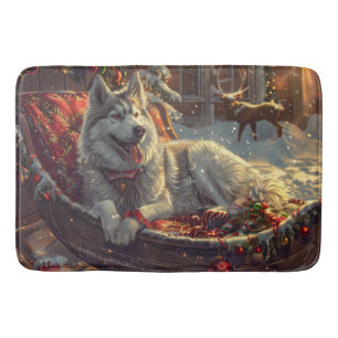 Tapis De Bain Festive de Noël de chien laphund finlandais