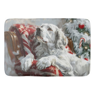 Tapis De Bain Festive de Noël de Chien Setter anglais