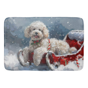 Tapis De Bain Festive de Noël du chien de caniche