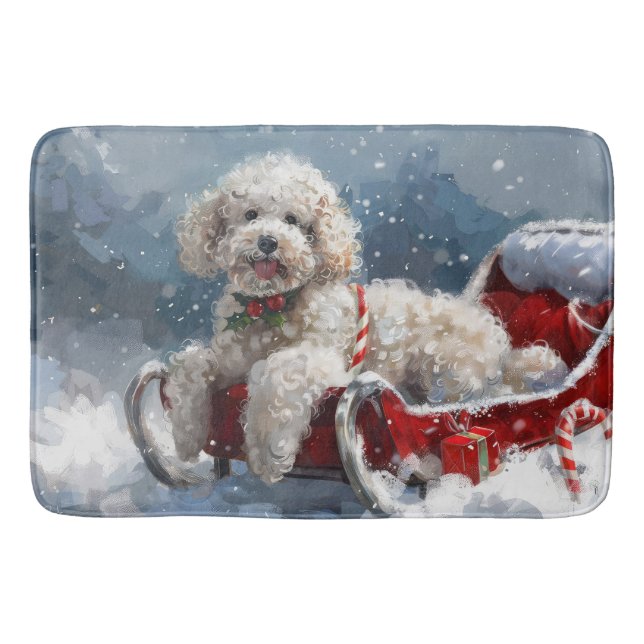 Tapis De Bain Festive de Noël du chien de caniche (Devant)