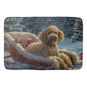 Tapis De Bain Festive de Noël du chien de caniche