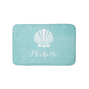 Tapis De Bain Feston Shell Girly d'Aqua de plage chic avec le