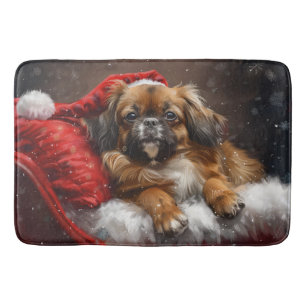 Tapis De Bain Fête de Noël de Chien Espagnol Tibétain