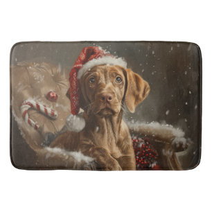 Tapis De Bain Fête de Noël de Chien Vizsla