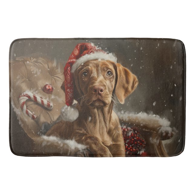 Tapis De Bain Fête de Noël de Chien Vizsla (Devant)