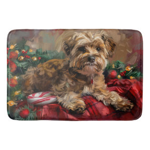 Tapis De Bain Fête de Noël de Chien Yorkipoo