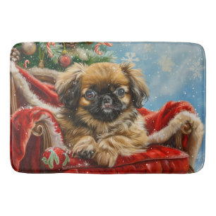 Tapis De Bain Fête de Noël des chiens de Pékin