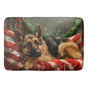 Tapis De Bain Fête de Noël du berger allemand Chien