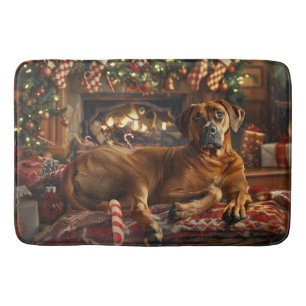 Tapis De Bain Fête de Noël du chien de Rhodesian Ridgeback