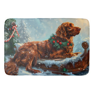 Tapis De Bain Fête de Noël du chien roux irlandais
