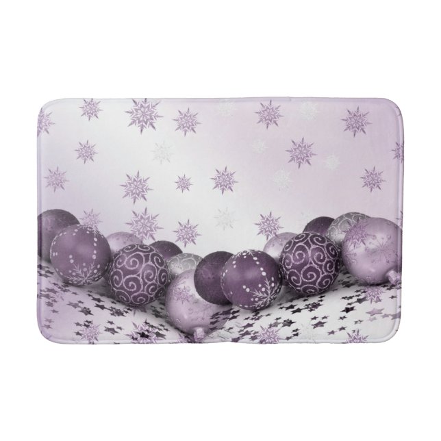 Tapis De Bain Fête de Noël Pink Purple Orament Snowflakes (Devant)