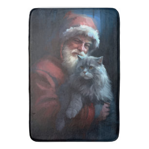 Tapis De Bain Fête du Père Noël du chat bleu russe