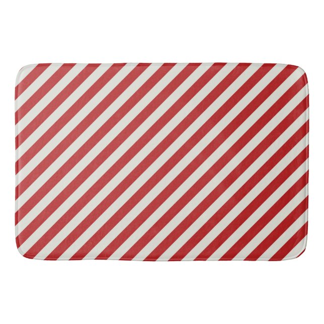 Tapis De Bain Fêtes de Noël Rouge & Crème Beige Blanc Gris (Devant)